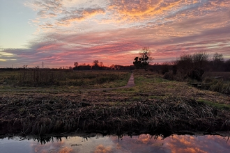 Winter sunset over Magor Marsh