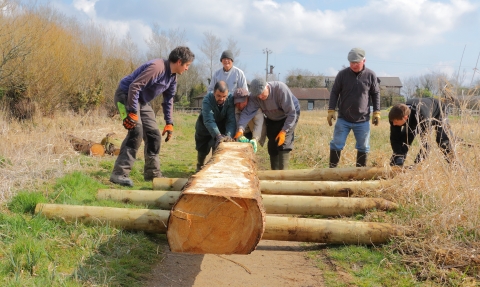 Bridge building at Magor Marsh