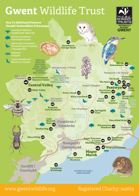 Gwent Wildlife Trust Nature Reserves map