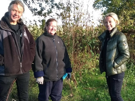 Joe Ryder with Pauline Gaywood and TV presenter Ruth Dodsworth at Pentwyn Farm