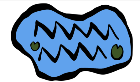 a drawing of a pond 