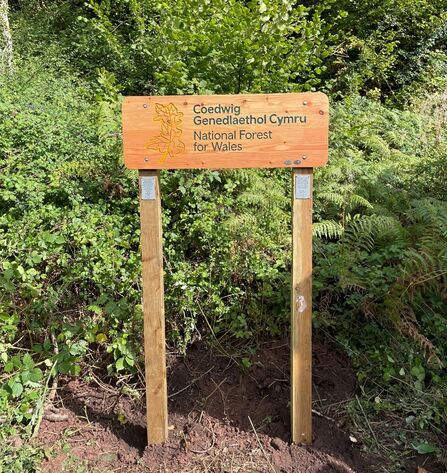 New signage saying National Forest for Wales