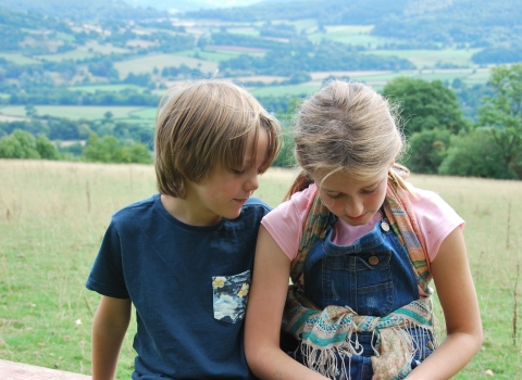 Elsie and Joe with cricket Talybont